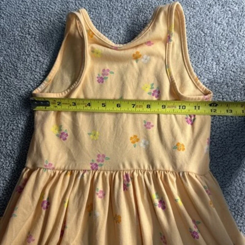 Cat & Jack Girls Peachy-Orange Floral Sundress Sleeveless Ruffle Neck M (8)